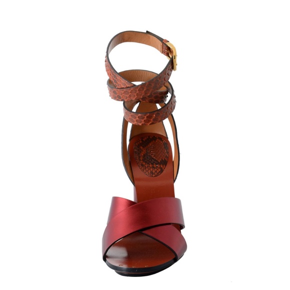 NIB GUCCI $1195 GENUINE PYTHON LEATHER SANDALS SHOES - Picture 2 of 8